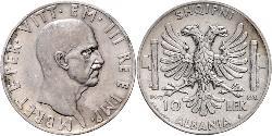 10 Lek Albanian Kingdom (1939-1943) Argento Vittorio Emanuele III d
