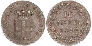 10 Lepta Grecia Cobre Otón I de Grecia (1815 - 1867)