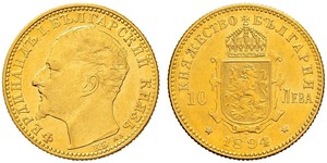 10 Lev Bulgaria Gold Ferdinand I of Bulgaria (1861 -1948)