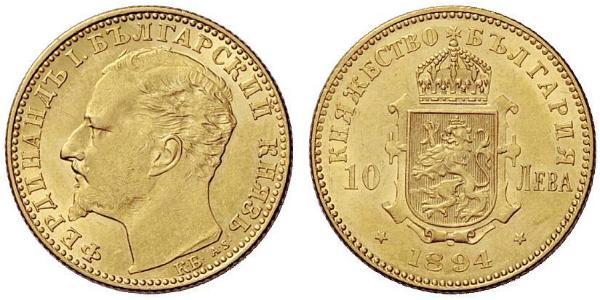 10 Lev Bulgarien Gold Ferdinand I. von Bulgarien (1861 -1948)