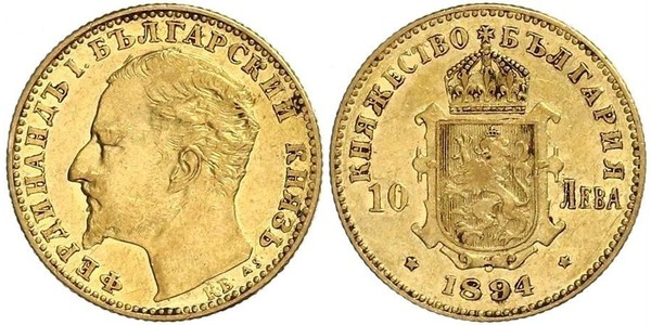 10 Lev Bulgaria Oro Ferdinando I di Bulgaria (1861 -1948)