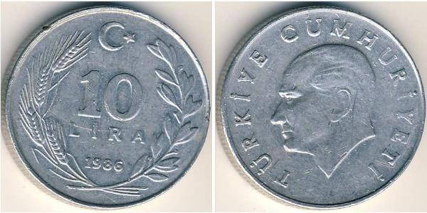 10 Lira Turquía (1923 - ) Aluminio 