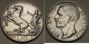 10 Lira Kingdom of Italy (1861-1946) Argent Victor-Emmanuel III d
