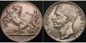 10 Lira Kingdom of Italy (1861-1946) Argent Victor-Emmanuel III d