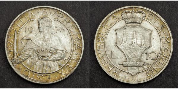 10 Lira Saint-Marin Argent 