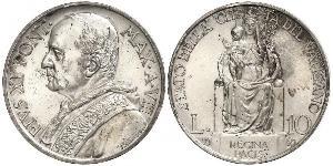 10 Lira Vatican (1926-) Argent Pope Pius XI (1857 - 1939)