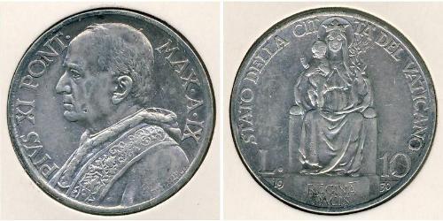 10 Lira Vatican (1926-) Argent Pope Pius XI (1857 - 1939)