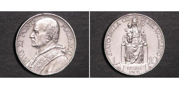 10 Lira Vatican (1926-) Argent Pope Pius XI (1857 - 1939)
