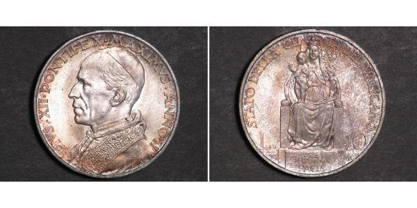 10 Lira Vatican (1926-) Argent Pie XII (1876 - 1958)