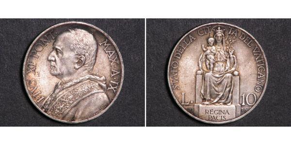 10 Lira Vatican (1926-) Argent Pope Pius XI (1857 - 1939)