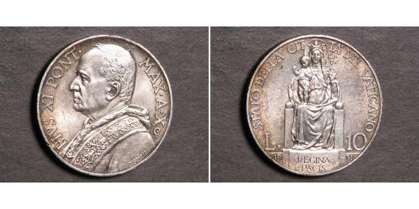 10 Lira Vaticano (1926-) Argento Pope Pius XI (1857 - 1939)