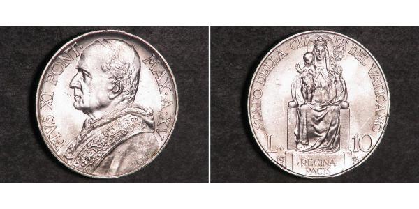 10 Lira Vaticano (1926-) Argento Pope Pius XI (1857 - 1939)