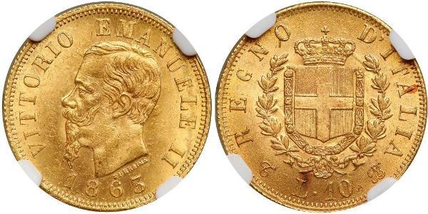10 Lira Kingdom of Italy (1861-1946) Gold Victor Emmanuel II of Italy (1820 - 1878)
