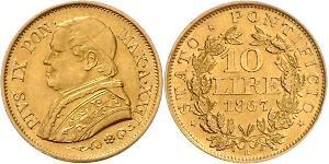 10 Lira Papal States (752-1870) Gold Pope Pius IX (1792- 1878)