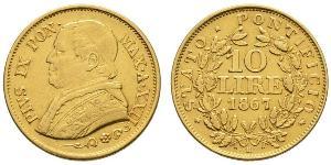 10 Lira Papal States (752-1870) Gold Pope Pius IX (1792- 1878)