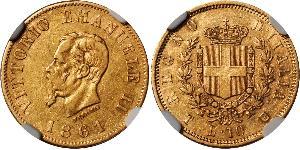 10 Lira Kingdom of Italy (1861-1946) Or Victor Emmanuel II of Italy (1820 - 1878)