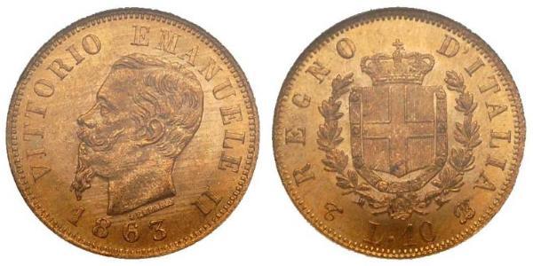 10 Lira Kingdom of Italy (1861-1946) Or Victor Emmanuel II of Italy (1820 - 1878)