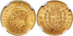 10 Lira Kingdom of Italy (1861-1946) Oro Victor Emmanuel II of Italy (1820 - 1878)