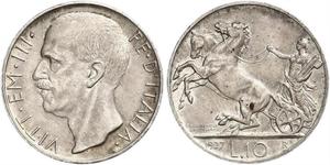 10 Lira Kingdom of Italy (1861-1946) Plata Víctor Manuel III de Italia (1869 - 1947)