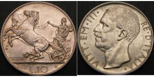 10 Lira Kingdom of Italy (1861-1946) Plata Víctor Manuel III de Italia (1869 - 1947)