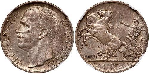 10 Lira Kingdom of Italy (1861-1946) Plata Víctor Manuel III de Italia (1869 - 1947)