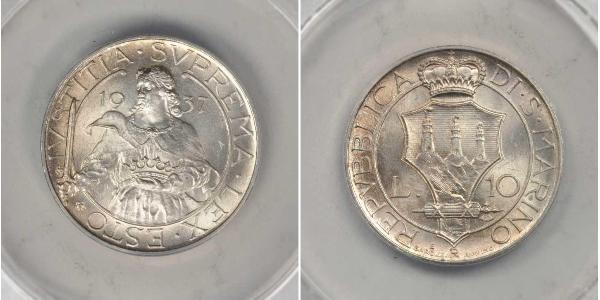 10 Lira San Marino Plata 