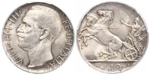 10 Lira Kingdom of Italy (1861-1946) Silber Viktor Emanuel III. (Italien) (1869 - 1947)