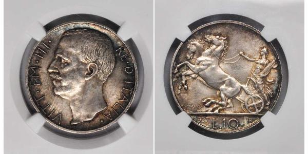 10 Lira Kingdom of Italy (1861-1946) Silber Viktor Emanuel III. (Italien) (1869 - 1947)