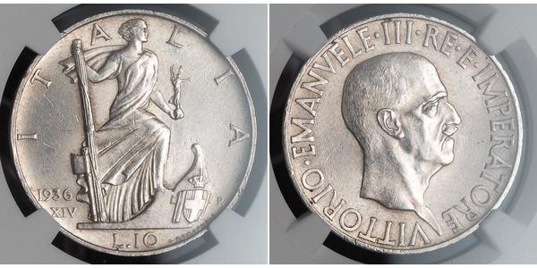 10 Lira Kingdom of Italy (1861-1946) Silber Vittorio Emanuele III (1869 - 1947)