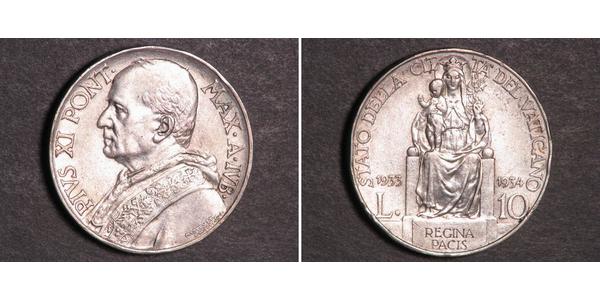 10 Lira Vatican (1926-) Silver Pope Pius XI (1857 - 1939)