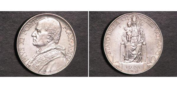 10 Lira Vatican (1926-) Silver Pope Pius XI (1857 - 1939)
