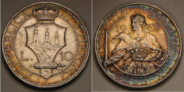 10 Lira San Marino 銀 