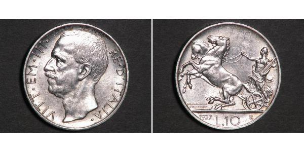 10 Lira 意大利王國 (1861-1946) 銀 维托里奥·埃马努埃莱三世 (1869 - 1947)