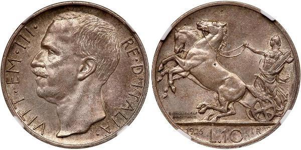 10 Lira 意大利王國 (1861-1946) 銀 维托里奥·埃马努埃莱三世 (1869 - 1947)