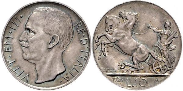 10 Lira 意大利王國 (1861-1946) 銀 维托里奥·埃马努埃莱三世 (1869 - 1947)