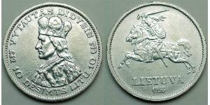 10 Litas Lituanie (1991 - ) Argent Vytautas le Grand