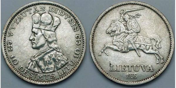 10 Litas Lithuania (1991 - ) Silver Vytautas(1350 - 1430)