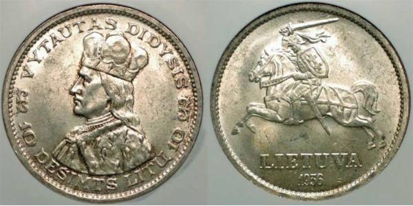 10 Litas Lithuania (1991 - ) Silver Vytautas(1350 - 1430)