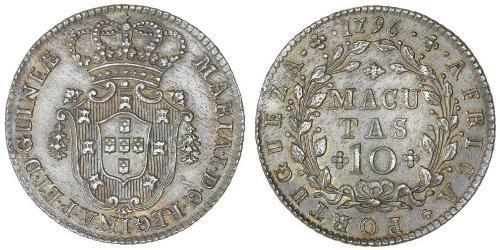 10 Macuta Portuguese Angola (1575-1975) Argento 