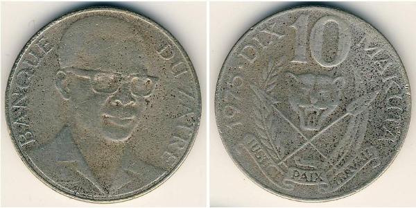 10 Macuta Republic of Zaire (1971 - 1997) Níquel/Cobre 