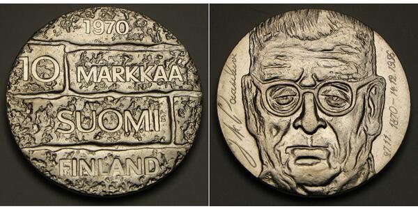 10 Mark Finlandia (1917 - ) Argento Juho Kusti Paasikivi