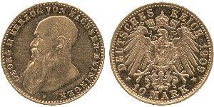 10 Mark Duchy of Saxe-Meiningen (1680 - 1918) Gold Georg II, Duke of Saxe-Meiningen