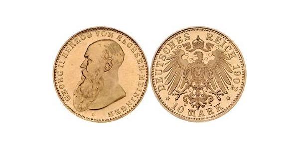 10 Mark Duchy of Saxe-Meiningen (1680 - 1918) Gold Georg II, Duke of Saxe-Meiningen