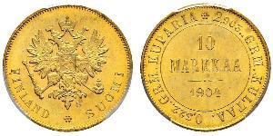 10 Mark Finland (1917 - ) / Russian Empire (1720-1917) Gold Alexander III (1845 -1894)