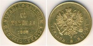 10 Mark Finland (1917 - ) / Russian Empire (1720-1917) Gold Alexander III (1845 -1894)