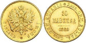 10 Mark Finland (1917 - ) / Russian Empire (1720-1917) Gold Alexander III (1845 -1894)