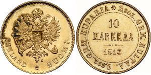 10 Mark Finland (1917 - ) / Russian Empire (1720-1917) Gold Alexander III (1845 -1894)