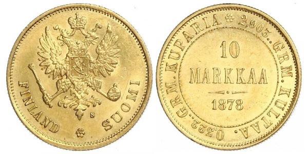 10 Mark Finland (1917 - ) / Russian Empire (1720-1917) Gold Alexander III (1845 -1894)