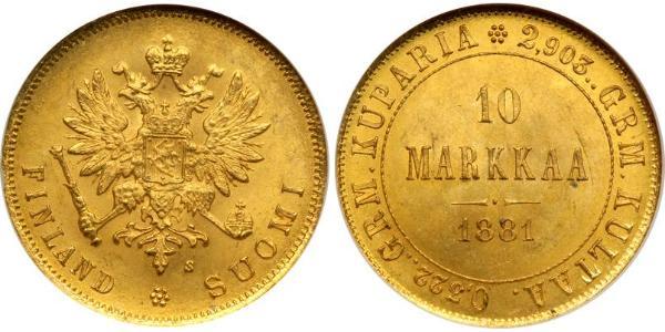 10 Mark Finland (1917 - ) / Russian Empire (1720-1917) Gold Alexander III (1845 -1894)