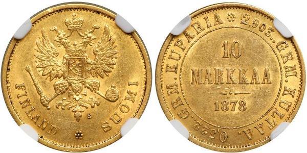 10 Mark Finland (1917 - ) / Russian Empire (1720-1917) Gold Alexander III (1845 -1894)